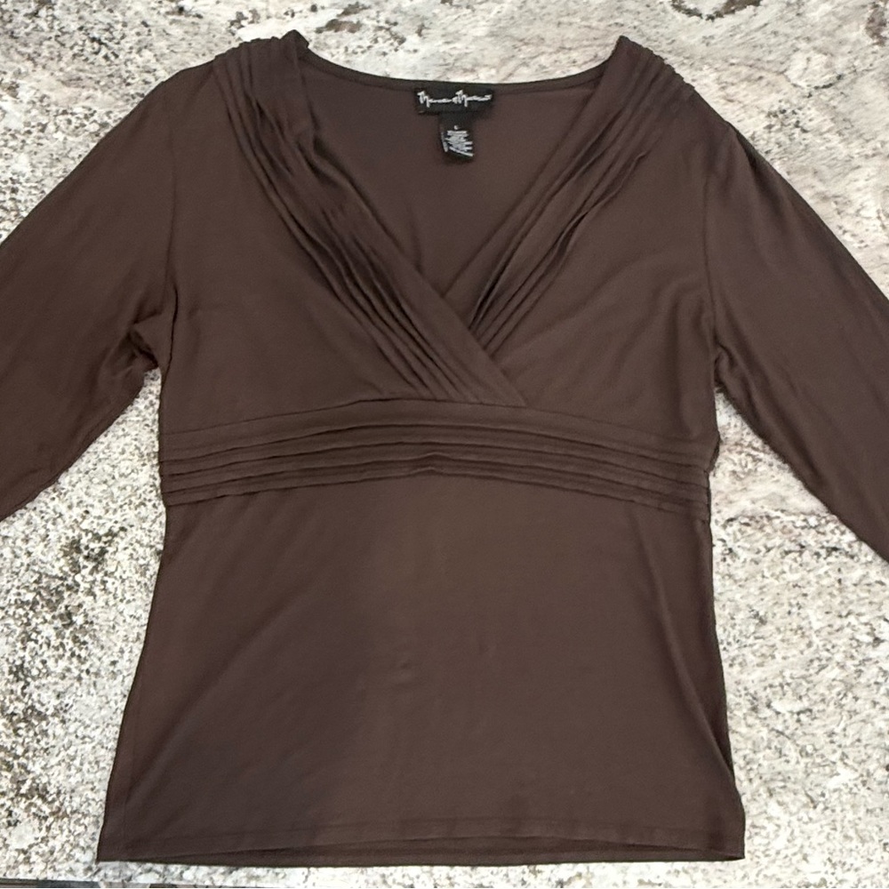 Brown Mercer and Madison V-Neck Women's Top